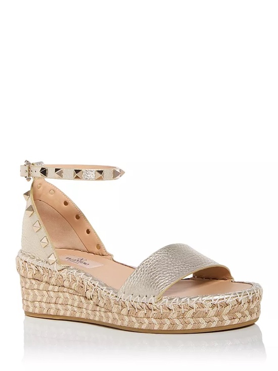 Valentino Shoes - Valentino Garavani Rockstud Flatform Ankle-Strap Espadrille Sandals